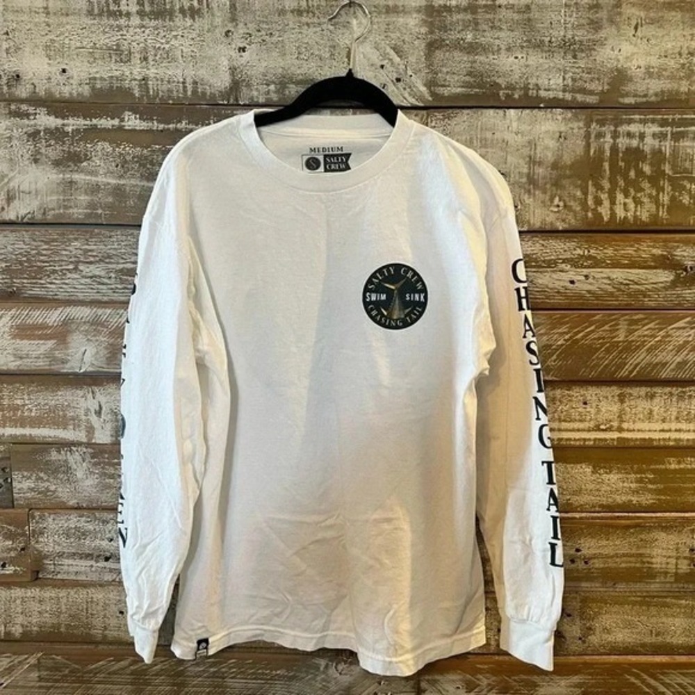 Men's salty crew, long sleeve white shirt‎ M